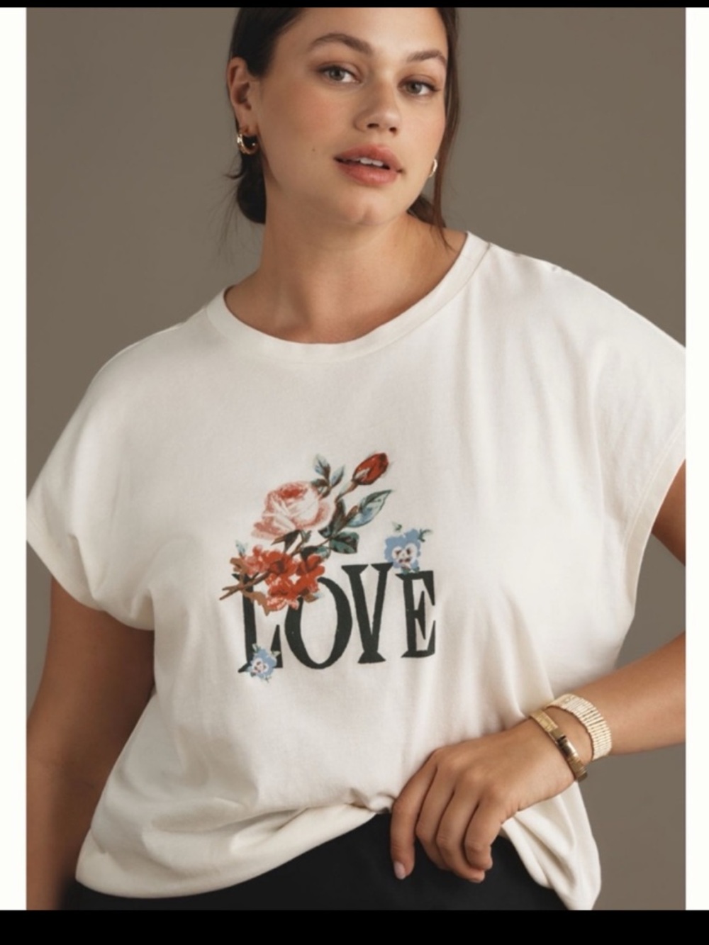 NWT Anthropologie Rose Love print Graphic Cotton Muscle Tee, M - Picture 9 of 14